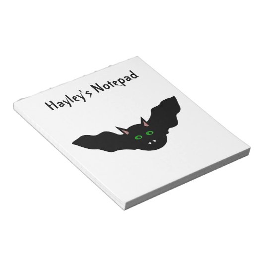Bloc-note Vampire Chat Face Bat Halloween Notep Personnalisa (Incliné)