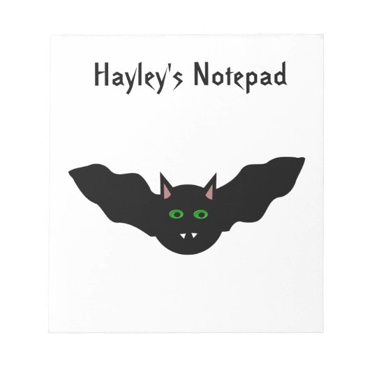 Bloc-note Vampire Chat Face Bat Halloween Notep Personnalisa (Devant)