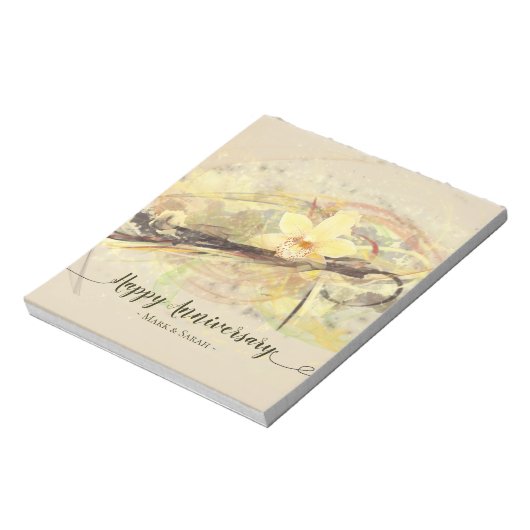 Bloc-note Vanilla Orchid Flower Abstract Art Calligraphy (Tourné)