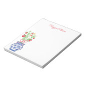 Bloc-note Vase Chinoiserie de fraises rouges Personnalisé (Tourné)