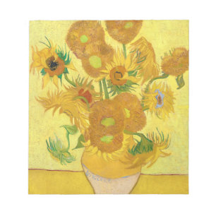 Bloc-note Vase with fifteen sunflowers by Vincent Van Gogh