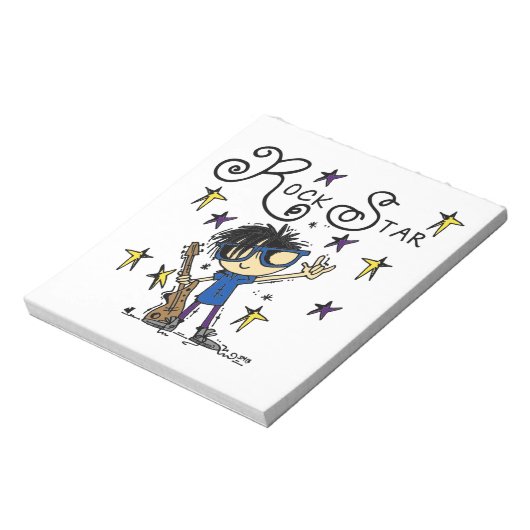 Bloc-note Vedette du rock de garçon de cheveux noirs (Tourné)