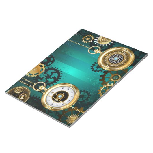 Bloc-note Veille bijoux Steampunk sur un Arrière - plan vert (Incliné)