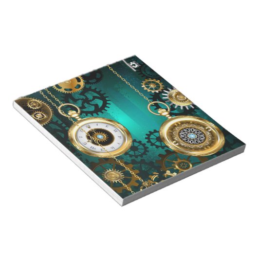 Bloc-note Veille bijoux Steampunk sur un Arrière - plan vert (Incliné)