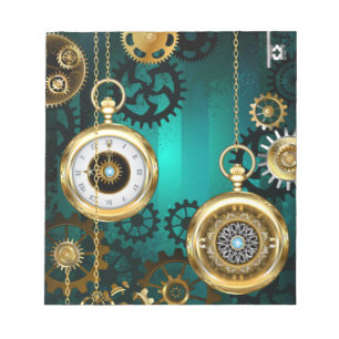 Bloc-note Veille bijoux Steampunk sur un Arrière - plan vert