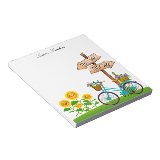 Bloc-note Vélo Avec Panier De Fleurs (Incliné)