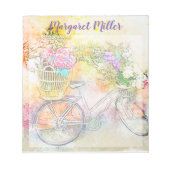 Bloc-note Vélo et fleurs personnalisés (Devant)