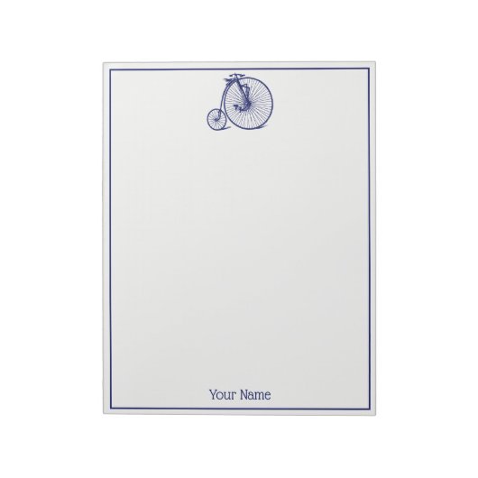 Bloc-note Vélo Velocipede Penny Farthing vintage Blu (Tourné)