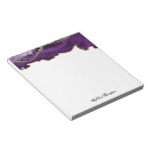 Bloc-note Velvet Puple Gold Agate Géode Script Typographie (Incliné)