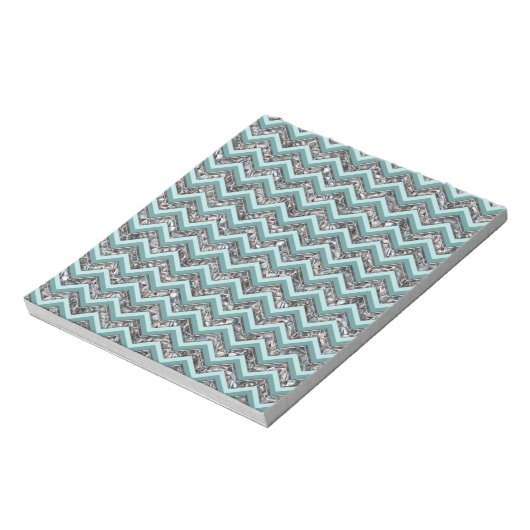 Bloc-note Verre coupé foncé et Zigzag Turquoise (Tourné)