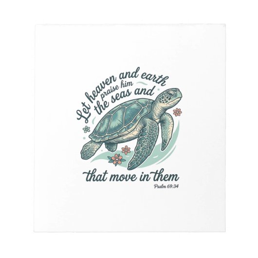 Bloc-note Verset de la Bible Tortue de Mer Dessin de Gravure (Devant)