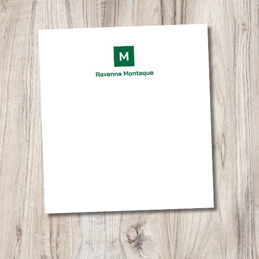 Bloc-note Vert bouteille Moderne Chic Tendance Monogramme No