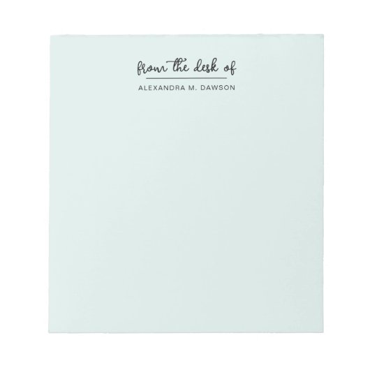 Bloc-note Vert clair du bureau de Simple Script Name (Devant)