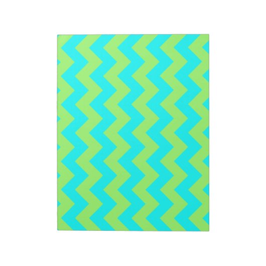 Bloc-note Vert clair et zigzag aqua (Tourné)