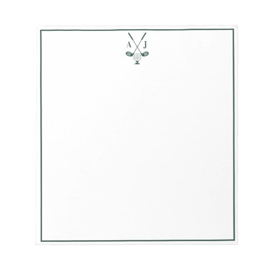 Bloc-note Vert Émeraude Monogrammé Golf (Devant)