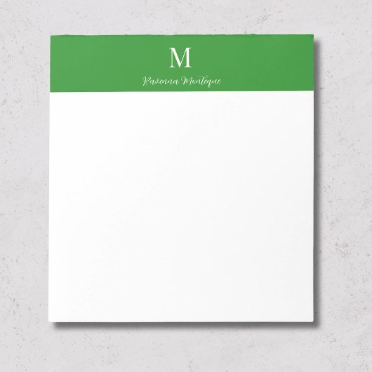 Bloc-note Vert forêt Luxe Monogramme Nom Personnalisé