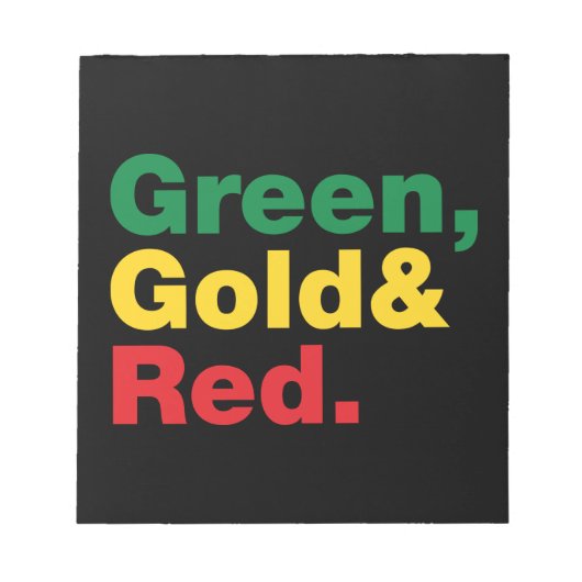 Bloc-note Vert, Or & Rouge. (Devant)