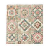 Bloc-note Vert Patchwork rose rose Floral Design Quilé (Devant)