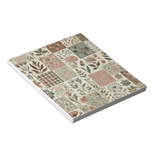 Bloc-note Vert Patchwork rose rose Floral Design Quilé (Incliné)