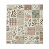 Bloc-note Vert Patchwork rose rose Floral Design Quilé (Devant)