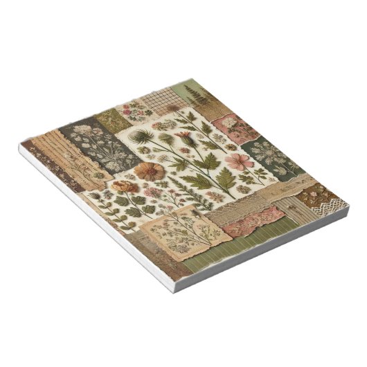 Bloc-note Vert Patchwork rose rose Floral Design Quilé (Incliné)