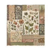 Bloc-note Vert Patchwork rose rose Floral Design Quilé (Devant)