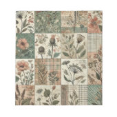 Bloc-note Vert Patchwork rose rose Floral Design Quilé (Devant)