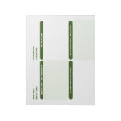 Bloc-note Vert personnalisable en quatre parties NOTES DE RÉ (Tourné)