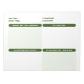 Bloc-note Vert personnalisable en quatre parties NOTES DE RÉ (Devant)
