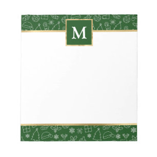 Bloc-note Vert Personnalisé avec Accents Dorés de Noël