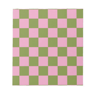 Bloc-note Vert rose À damiers En vichy Motif