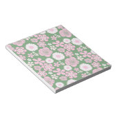 Bloc-note Vert rose blanc rétro Y2K les années 70 Fleur Moti (Incliné)