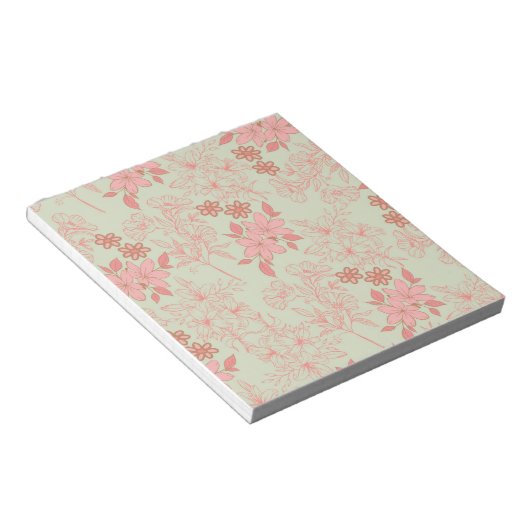 Bloc-note Vert rose rétro Y2K les années 70 Fleur Motif (Incliné)