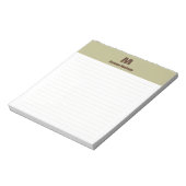 Bloc-note Vert sage chic personnalisé monogramme nom ligné (Tourné)