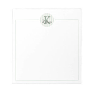 Bloc-note Vert sauge Charbon Monogramme personnalisé en cerc