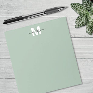 Bloc-note Vert Sauge Monogramme