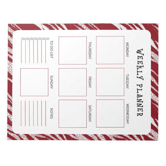 Bloc-note Vertical Undated Weekly Planner with Red Border (Devant)