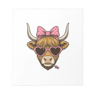 Bloc-note Vêtement Rétro Lunettes Cœur Vache Highland Mignon