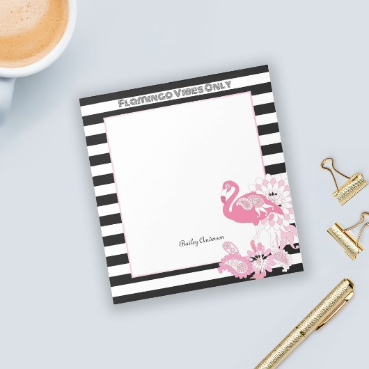 Bloc-note Vibes de Flamant Uniquement Rayures Noir & Blanc F