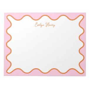 Bloc-note Vibrant Colorful Orange Rose Wavy Zigzag Bordure