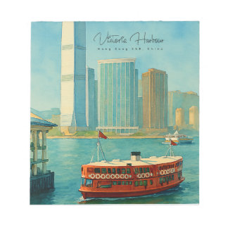 Bloc-note Victoria Harbor Hong Kong Retro Skyline