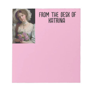 BLOC-NOTE VICTORIAN FILLE ROSE PERSONNALISÉ STATIONNAIRE