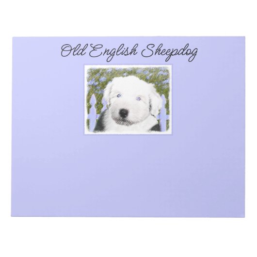 Bloc-note Vieux anglais Sheepdog Puppy Peinture - Chien Art (Devant)