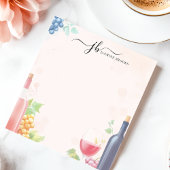 Bloc-note Vin Aquarelle Vins Raisins Personnalisés