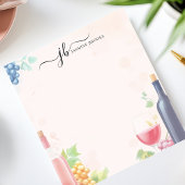 Bloc-note Vin Aquarelle Vins Raisins Personnalisés