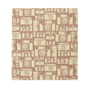Bloc-note Vintage Camera Pattern in Brown Colors