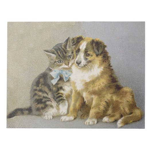 Bloc-note Vintage cat and dog intimate friendship (Devant)
