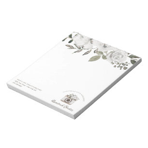 Bloc-note Vintage Cherish White Floral Custom Texte & logo