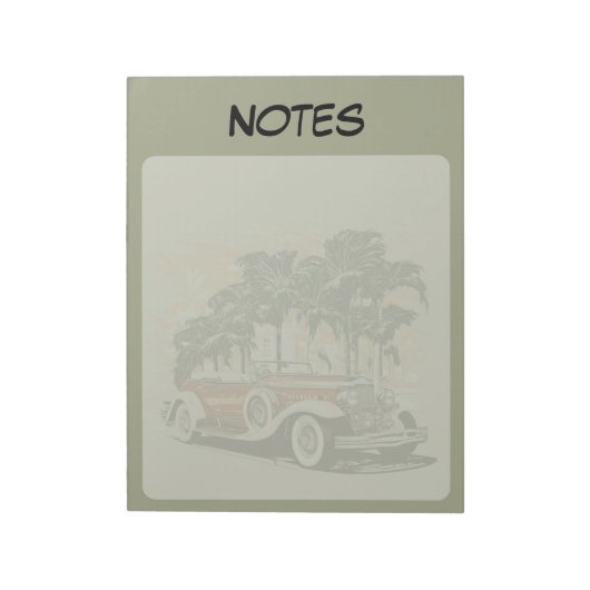 Bloc-note Vintage Classique Voiture Palmiers Notes (Tourné)