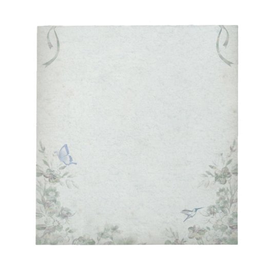 Bloc-note Vintage Floral Blue Mariage (Devant)